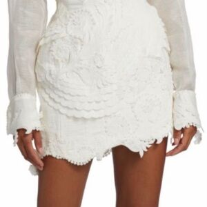 Zimmermann Tama Beaded Rythmic White Ivory Appliqué Mini Skirt size 0